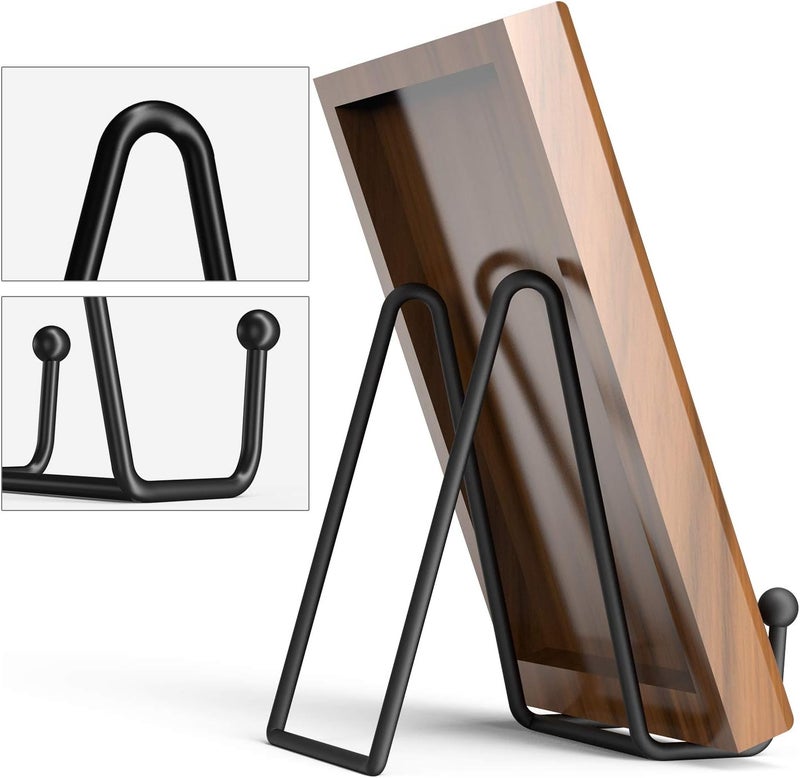 Decolore 4 Pack 4.5 Inch Black Display Stands Metal Plate Holder Display Stands for Picture, Decorative Plate, Book, Photo Easel, Artistic Work - Image 2